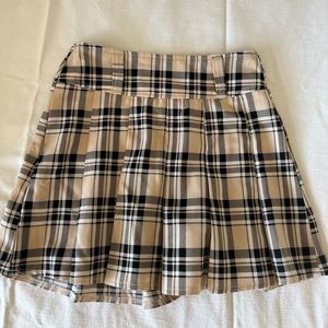 Plaid Print Pleated Skirt